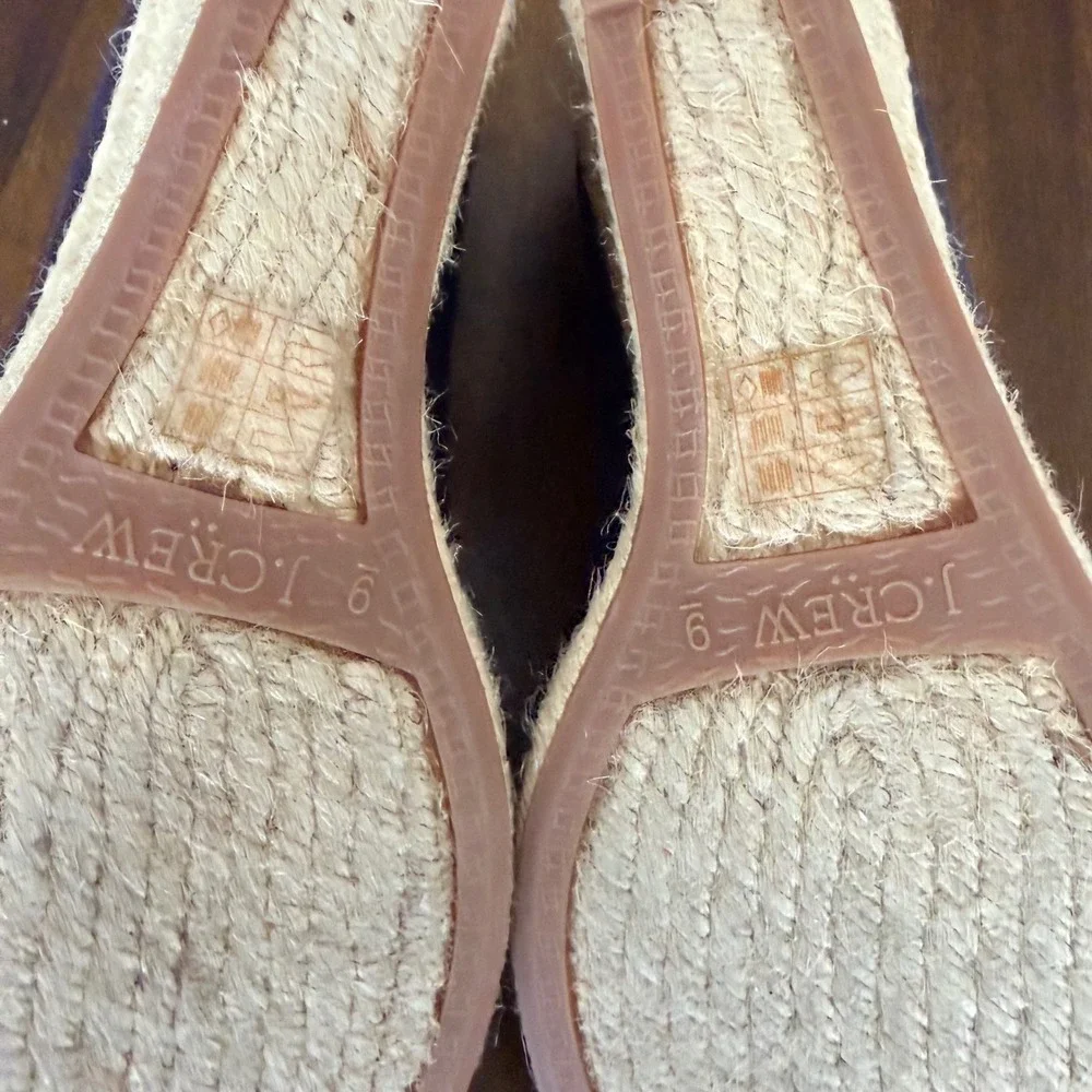 J Crew Womens‎ Navy Blue Canvas Espadrille Wedge Shoes Size 9 Round Toe Slip On